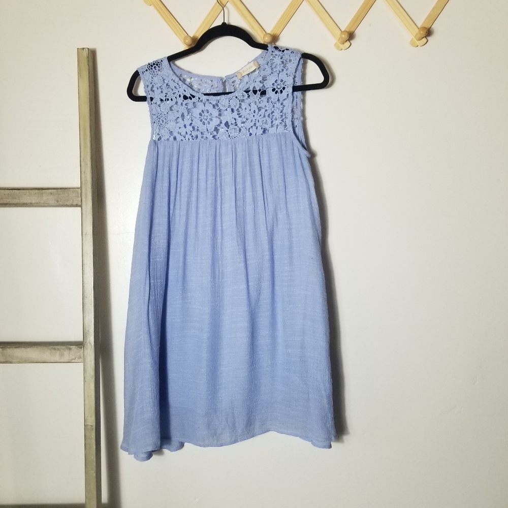 ALTAR'D STATE PURPLISH BLUE LACY TOP LINED FLARED DRESS SIZE MEDIUM